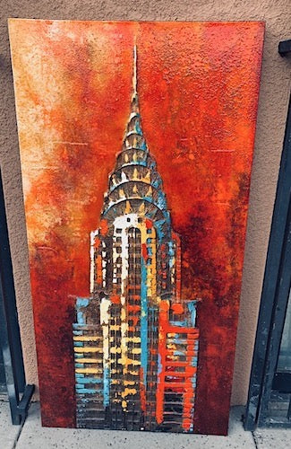 Psychedelic Chrysler Building  Canvas aArt Print.
