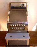 Vintage Tan & Chrome Cash Register