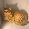 Vintage Golden Glazed Ceramic Laying Persian Cat Statue