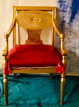Side Gold Chair with Red Cushion