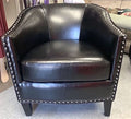 Bonded Ebony Black Leather Club Chair
