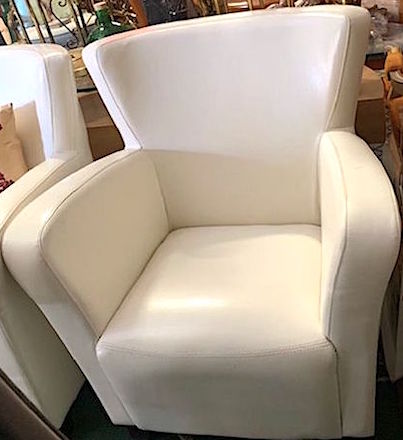 White Faux Leather Club Lounge Chairs