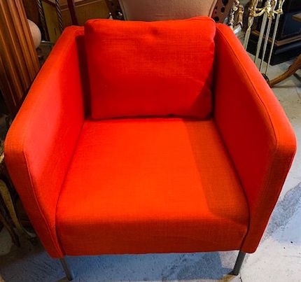 Retro MCM Style Orange Fabric Arm Chair