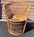 Vintage Rattan Barrel Chair with Black Accents