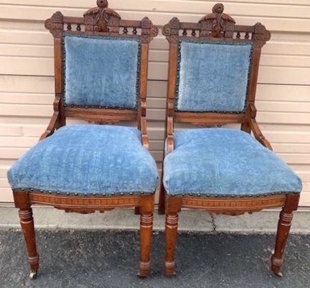 Eastlake Antique Victorian Carved Parlor Side Chairs