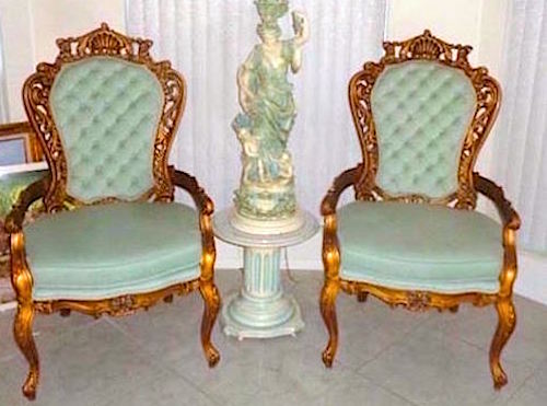 Vintage "Rococo" Style Arm Chairs