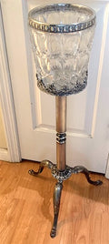 Sterling Ornate Cut Crystal Ice Bucket on Pedestal Stand