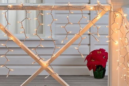 Vintage Heavy Duty Icicle Christmas Lights, Mini Clear Lights