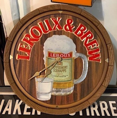 Vintage Clock Leroux Peppermint Schnapps