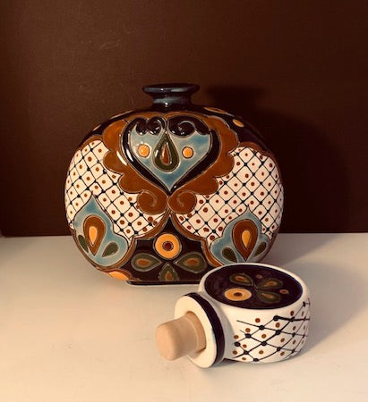 Talavera Ceramic Mexican Tequila Decanter Display