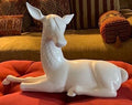 White Porcelain Large Laying Fawn Figurine