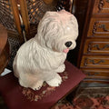 Shaggy Dog White Porcelain Figure