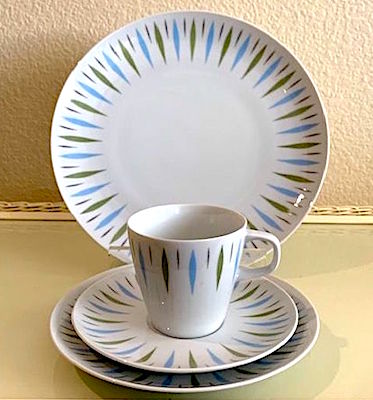 Mid Century Mikasa Elite Carrousel Turquoise & Mint