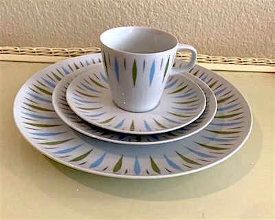 Mid Century Mikasa Elite Carrousel Turquoise & Mint