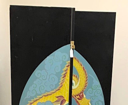 Wooden Black "The Dragon" Screen/Divider