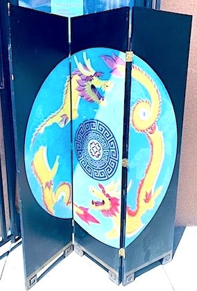 Wooden Black "The Dragon" Screen/Divider