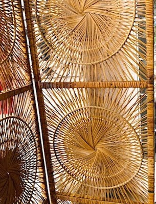 Mid Century Modern Rattan Screen Divide