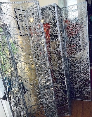 Silver Rattan Screen Floor Folding Panels