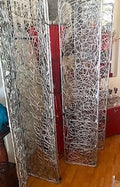 Silver Rattan Screen Floor Folding Panels