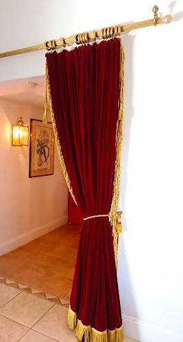 Vintage Luxury Velvet Red Curtains with Gold Fringes