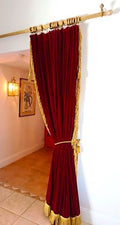 Vintage Luxury Velvet Red Curtains with Gold Fringes