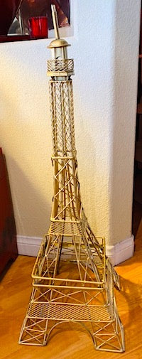 Vintage 1970s Iron Gold Eiffel Tower Sculpture