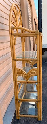 Rattan and Bamboo Etagere with "Palm Leaf" Motif