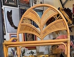 Rattan and Bamboo Etagere with "Palm Leaf" Motif