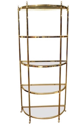 Gold and Glass Demilune Étagère