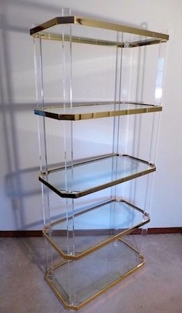 Hollywood Regency Lucite & Brass Etagere