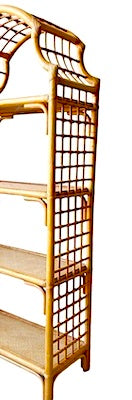 Hollywood Regency Rattan & Bamboo “Pagoda” Etagère