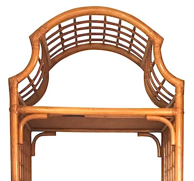 Hollywood Regency Rattan & Bamboo “Pagoda” Etagère