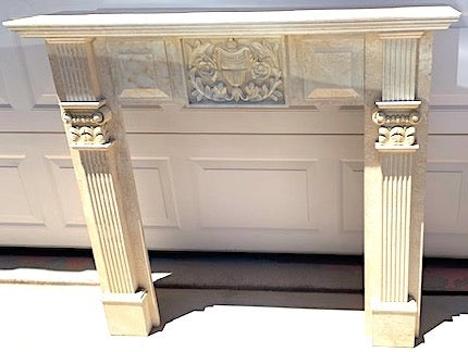 Free Standing Fireplace Mantel Distress Ivory