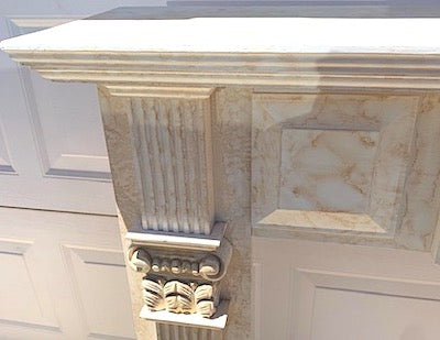 Free Standing Fireplace Mantel Distress Ivory