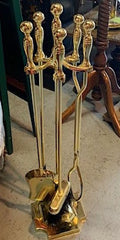 Five Piece Iron Fireplace Gold Tool Set