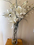 Artificial Floral Arrangement with clear Cylinder Vase