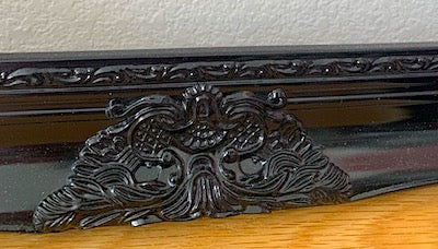 Vintage Oversized Black Lacquer Open Frame Gothic Style