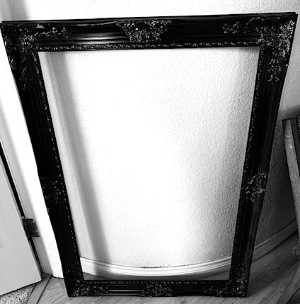 Vintage Oversized Black Lacquer Open Frame Gothic Style