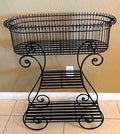 Contemporary Black Oval Curl Plant Stand Decorative Container