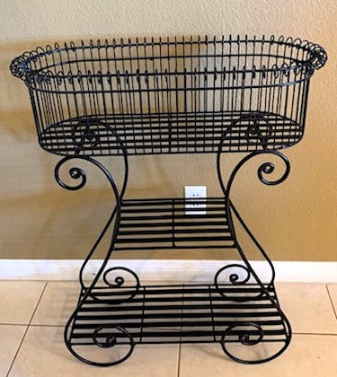Contemporary Black Oval Curl Plant Stand Decorative Container