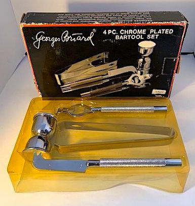 Vintage Georges Briard Chrome Plated Bartool Set