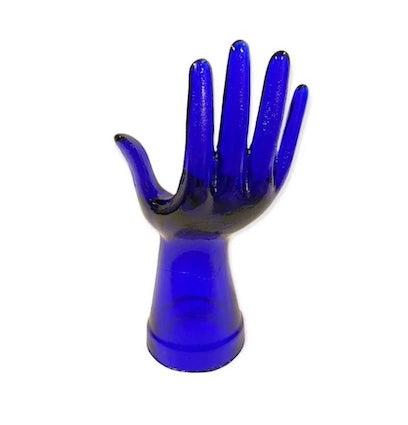Vintage Hand Blown Glass Cobalt Blue Hands