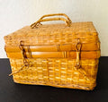 Vintage Basket Box Small Bamboo with Latch Closure