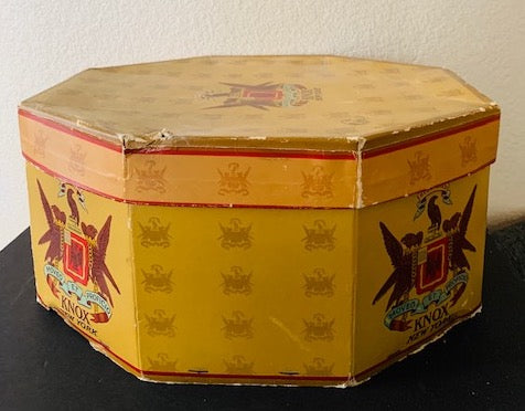 Vintage Knox New York Hexagonal Cardboard Hat Box