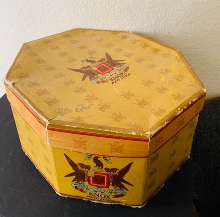Vintage Knox New York Hexagonal Cardboard Hat Box