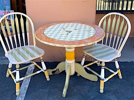 Kitchen Set Round Hand-Painted for Two