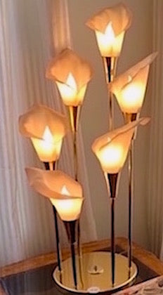 Vintage Harris Industries Polished Brass Calla Lily Table Lamp