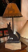 Western Coyote Table Lamp with Kraft Shade