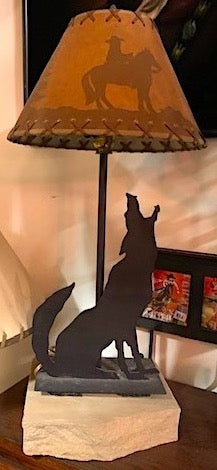 Western Coyote Table Lamp with Kraft Shade