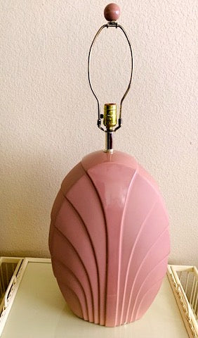 Vintage 1980s Blush Pink Large Ceramic Lamp
